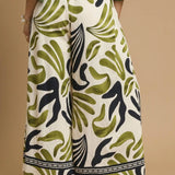 Olive Leafy Print Pants