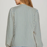 Striped Tie-Neck Blouse