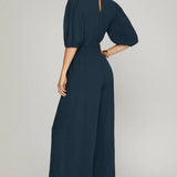 Navy Wide-Leg Jumpsuit