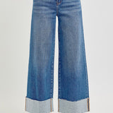 Wide Leg Cuffed Jeans