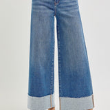 Wide Leg Cuffed Jeans
