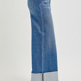Wide Leg Cuffed Jeans