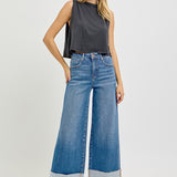 Wide Leg Cuffed Jeans