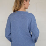 Henley Pullover Sweater - Dusty Blue