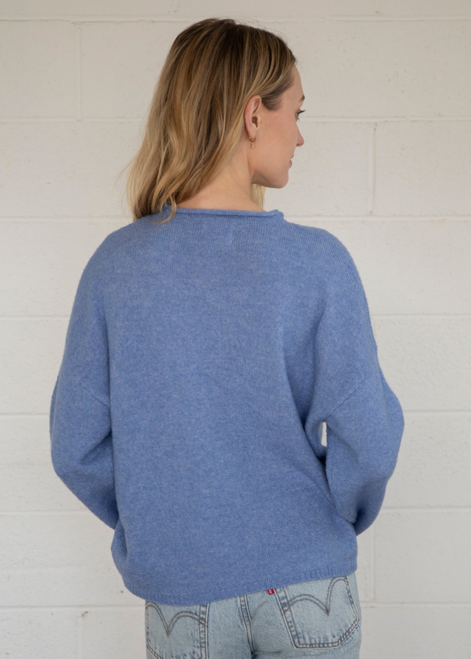 Henley Pullover Sweater - Dusty Blue