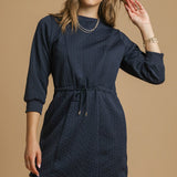 Midnight Crew Neck Cable Knit Short Dress