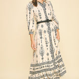 Boho Button-Down Maxi Dress with Belt