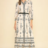 Boho Button-Down Maxi Dress with Belt
