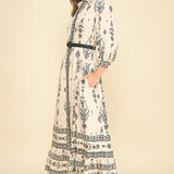 Boho Button-Down Maxi Dress with Belt
