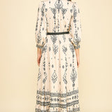 Boho Button-Down Maxi Dress with Belt