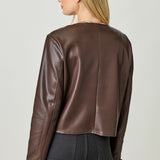 Faux Leather Jacket - Brown