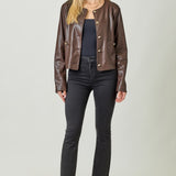 Faux Leather Jacket - Brown
