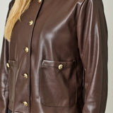 Faux Leather Jacket - Brown