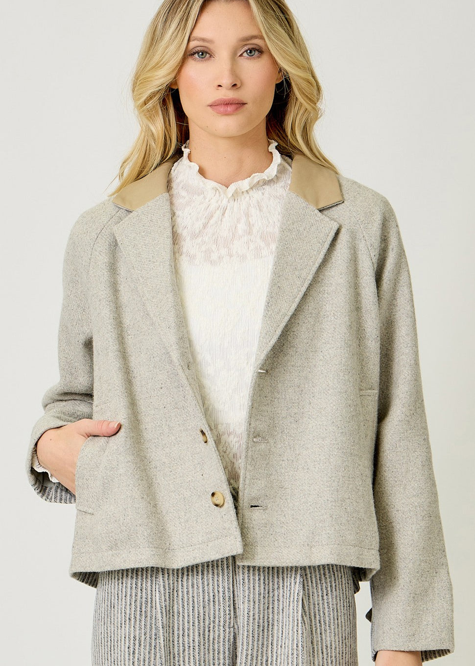 3 Button Jacket - Oatmeal Mix