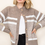 Stripe Cardigan Sweater - Taupe