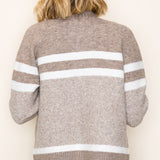 Stripe Cardigan Sweater - Taupe