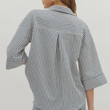 Striped Relaxed Button-Down Blouse