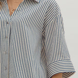 Striped Relaxed Button-Down Blouse