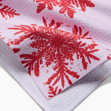 Geometry Snowy Days Red Tea Towel