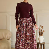 Burgundy Sweater Topped Dress