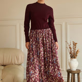 Burgundy Sweater Topped Dress