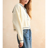 Sailor Style Cardigan - Off White/Navy