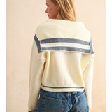 Sailor Style Cardigan - Off White/Navy