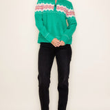 Half Zip Fair Isle Sweater - Green
