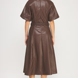 Faux Leather Long Mocha Mousse Dress