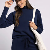 L/S Kai Mock Neck Top - Deep Blue