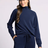 L/S Kai Mock Neck Top - Deep Blue