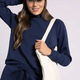 L/S Kai Mock Neck Top - Deep Blue
