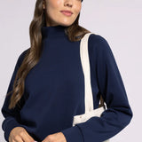 L/S Kai Mock Neck Top - Deep Blue