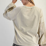 Eyelet Heart Knit Pullover - Sage