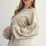 Eyelet Heart Knit Pullover - Sage