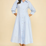 Tucked Detailed Maxi Dress - Light Blue