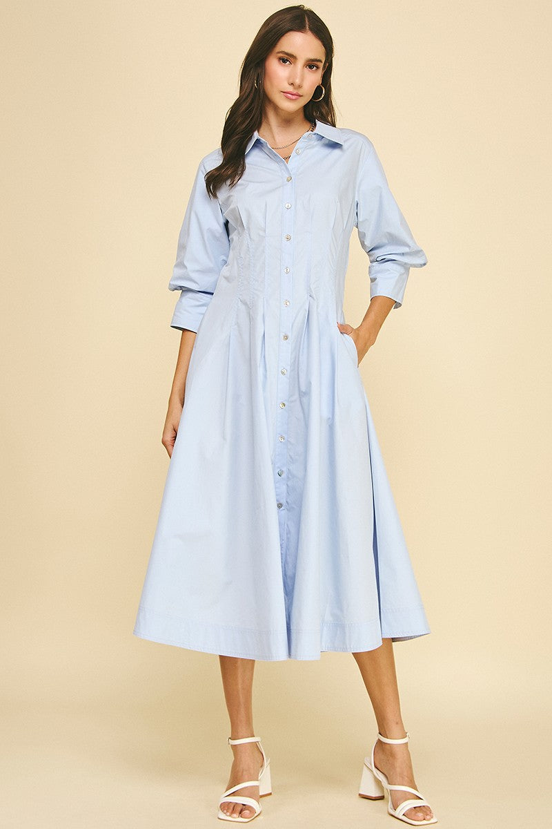 Tucked Detailed Maxi Dress - Light Blue Tucked Detailed Maxi Dress - Light Blue