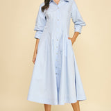 Tucked Detailed Maxi Dress - Light Blue
