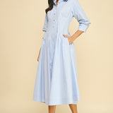 Tucked Detailed Maxi Dress - Light Blue