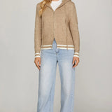 Zip Up Hooded Sweater - Taupe
