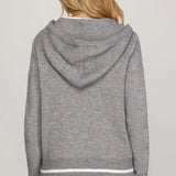 L/S Zip Hooded Sweater - Grey