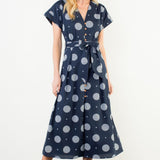 THML Navy Polka MIDI Dress