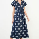 THML Navy Polka MIDI Dress
