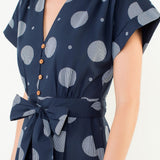 THML Navy Polka MIDI Dress