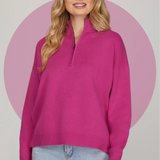 Magenta Quarter Zip Sweater