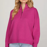 Magenta Quarter Zip Sweater