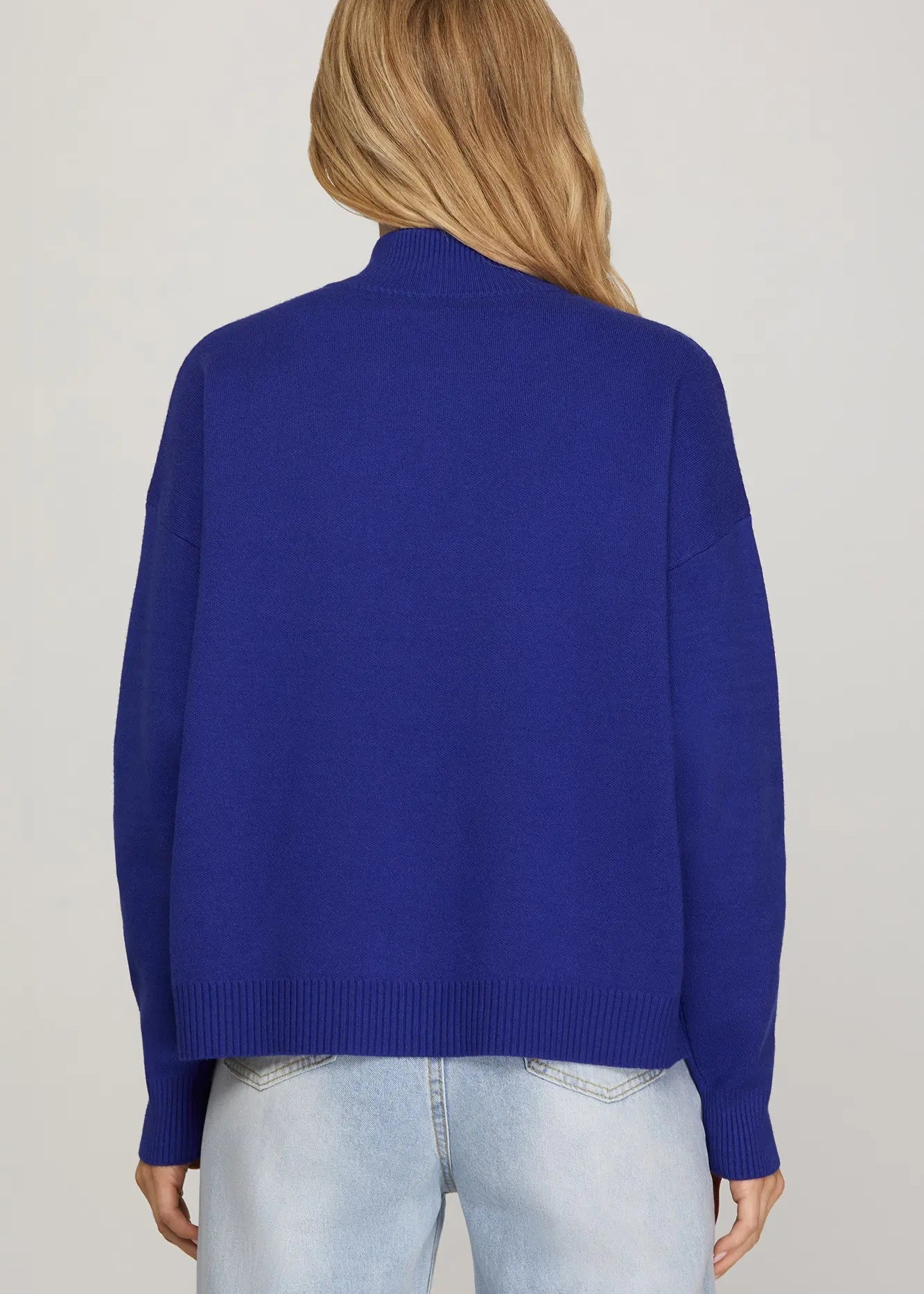 Cobalt Quarter Zip Sweater