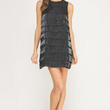 Ruffled Detail Sleeveless Mini Dress