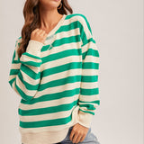 Kelly Green Striped Sweatshirt