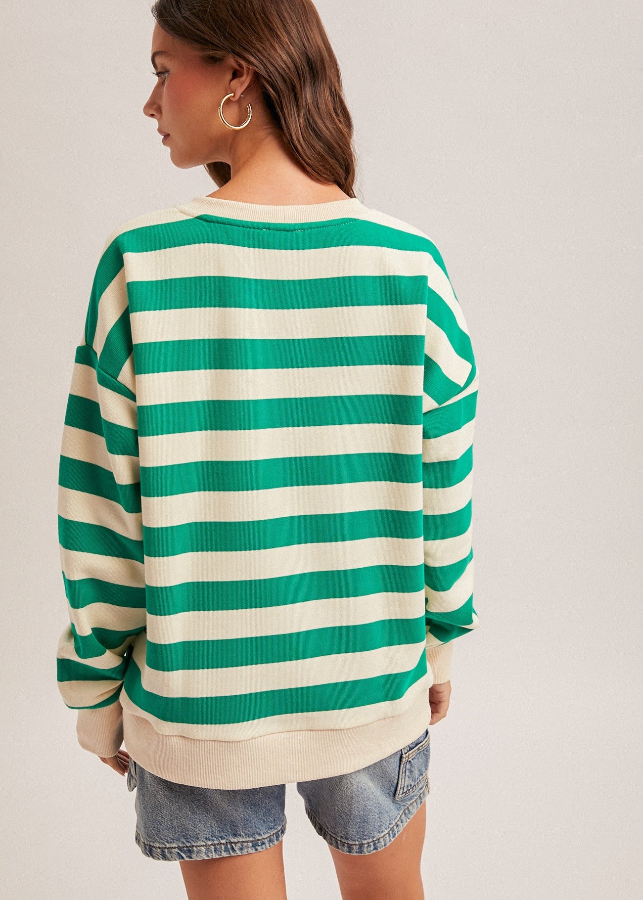 Kelly Green Striped Sweatshirt